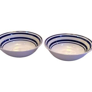 Today’s Home Blue & White Striped Soup / Cereal Bowls – 6 Inch Set Of 2